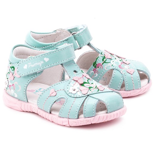 Lavender - Miętowe Skórzane Sandały Dziecięce - 10612 00 mivo niebieski buty na lato