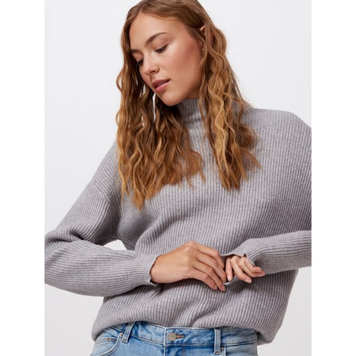 Cropp - Sweter z prążkowanej dzianiny - Jasny szary Cropp S Cropp