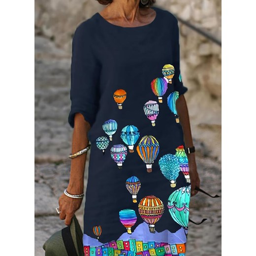 Sandbella sukienka na co dzień w nadruki mini z okrągłym dekoltem z krótkimi rękawami 
