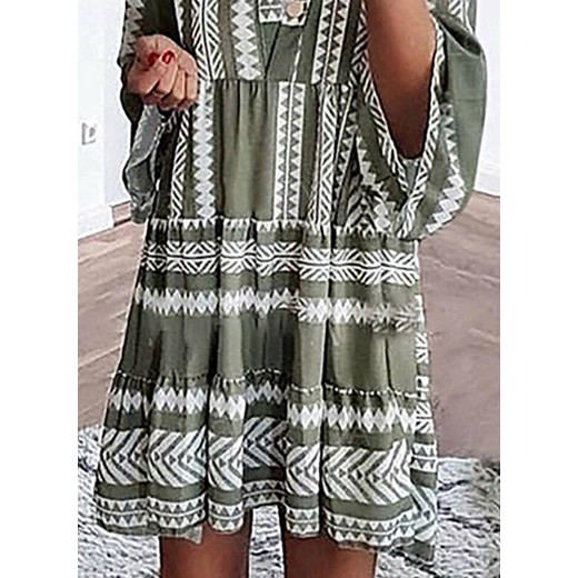 Sukienka Sandbella oversize w abstrakcyjnym wzorze dzienna z długim rękawem mini 