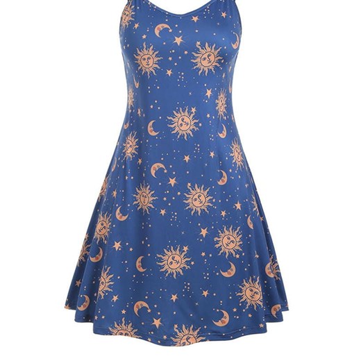 Sukienka Sandbella niebieska casualowa z dekoltem w serek mini na ramiączkach 