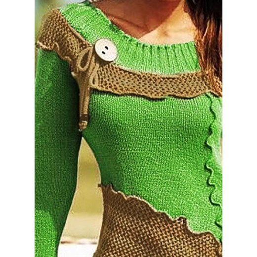 Sweter damski w stylu boho Odzież Damska PO zielony QFYU