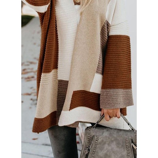 Długi rękaw rozpinany wzór geometryczny rękawy casual na co dzień do pracy Page sweter (S) Sweter XL promocja sandbella