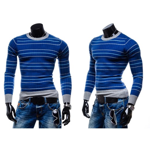 Sweter męski X&J 9015 niebieski - NIEBIESKI denley-pl niebieski jesień