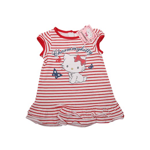 KITTY HELLO BABY UBRANKA NIEMOWLĘCE ?SUKIENKA - Czerwony barline bezowy bawełniane