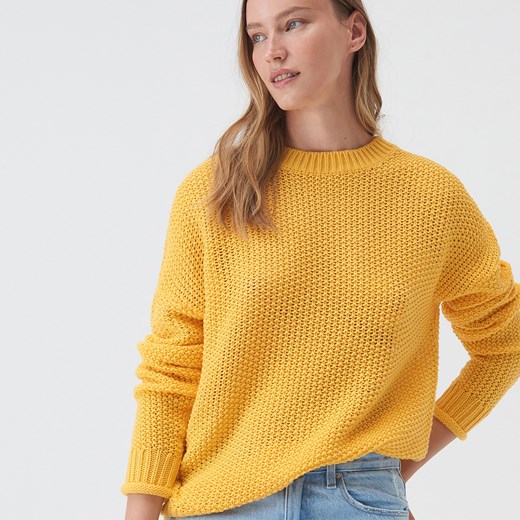 Sinsay - Gładki sweter basic - Żółty Sinsay S Sinsay