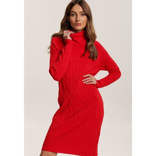 Czerwona Sukienka Dzianinowa Blackbloom Renee L/XL Renee odzież