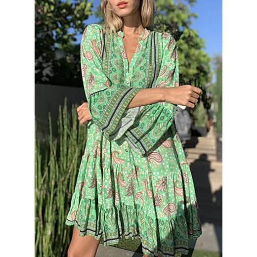 Sandbella sukienka oversize dzienna z długim rękawem w stylu boho