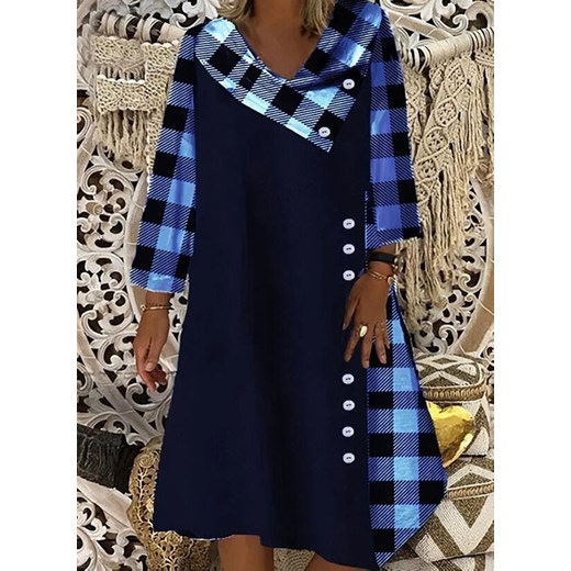 Sukienka Sandbella oversize'owa niebieska midi z długimi rękawami bawełniana 