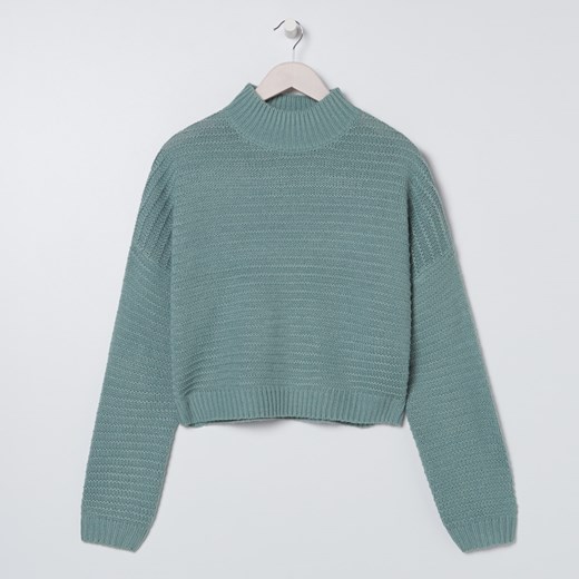 Sinsay - Krótki sweter ze wzorem - Turkusowy Sinsay XL Sinsay