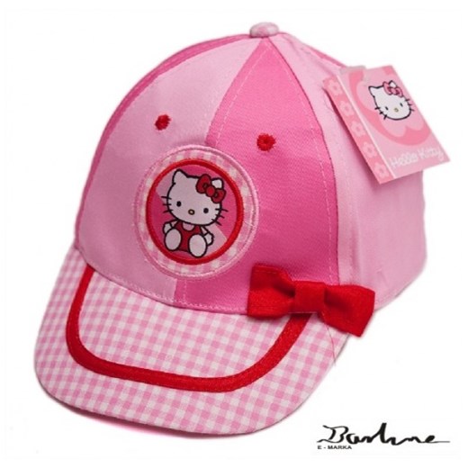 HELLO KITTY CZAPKA Z DASZKIEM  DLA DZIEWCZYNKI KOKARDKA barline rozowy abstrakcyjne wzory