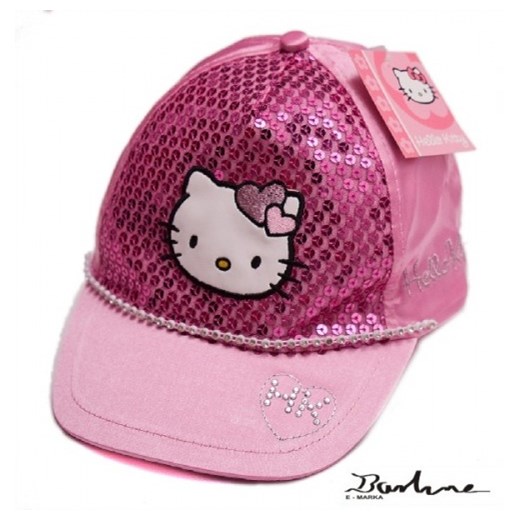 HELLO KITTY CZAPKA Z DASZKIEM  DLA DZIEWCZYNKI KOKARDKA barline rozowy aplikacje
