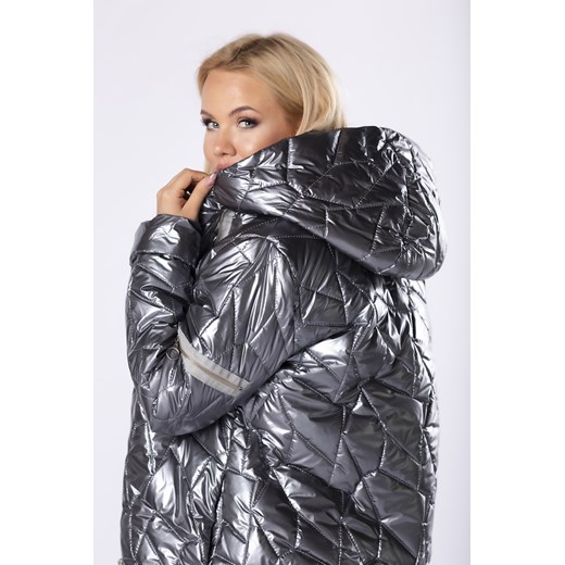 pikowana kurtka z kapturem i asymetrycznym zapięciem Ptakmoda.com 44 okazja ptakmoda.com