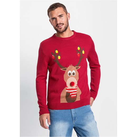 Sweter męski z bożonarodzeniowym motywem | bonprix Bonprix 48/50 (M) bonprix