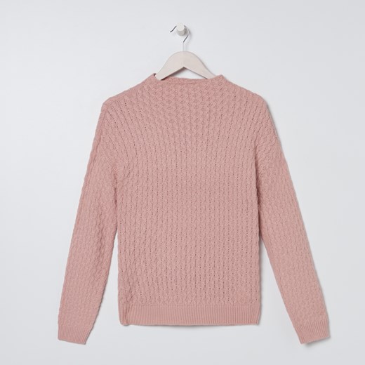 Sinsay - Gładki sweter ze stójką - Różowy Sinsay S Sinsay