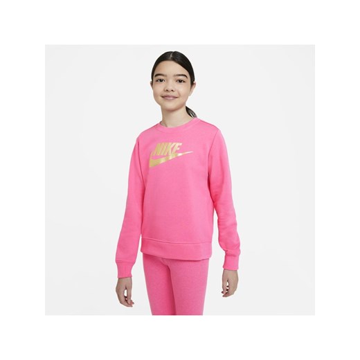 Bluza z dzianiny dresowej dla dużych dzieci (dziewcząt) Nike Sportswear - Różowy Nike L okazyjna cena Nike poland