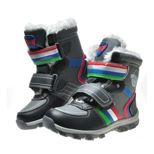 Buty zimowe dziecięce Pantofelek24 w paski na rzepy 