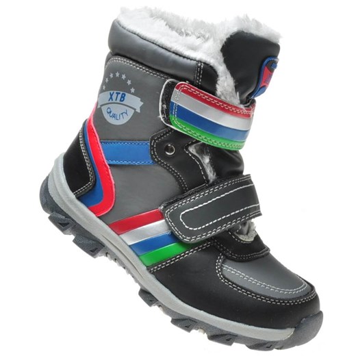 Buty zimowe dziecięce Pantofelek24 na rzepy śniegowce w paski 