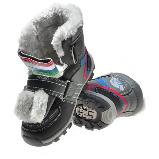 Buty zimowe dziecięce Pantofelek24 w paski śniegowce 