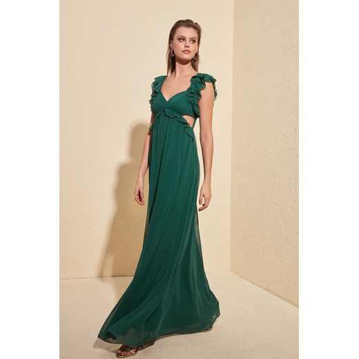 Trendyol Emerald Green Shoulder Detailed Evening Dress & Graduation Dress Trendyol 34 Factcool