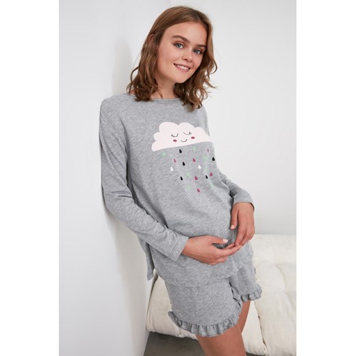 Trendyol Grey Printed Knitted Pajama Set Trendyol XS Factcool