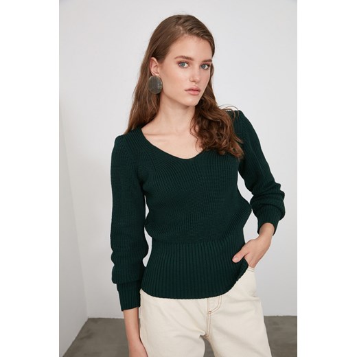 Trendyol Green V Collar Knit Sweater Trendyol S Factcool