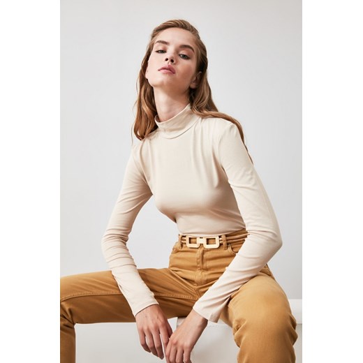 Trendyol Knitted Body WITH Beige Upright Collar Studs Trendyol S Factcool