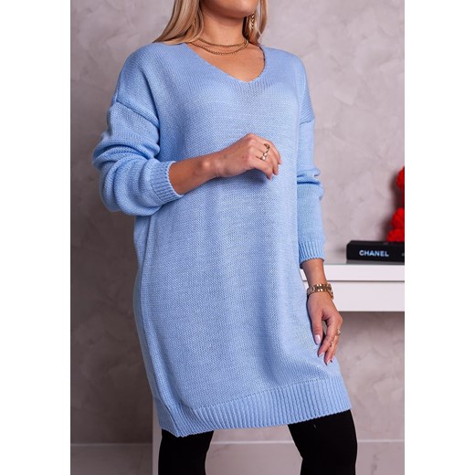 Sweter MD3-4 niebieski Moda Doris Uniwersalny ModaDoris