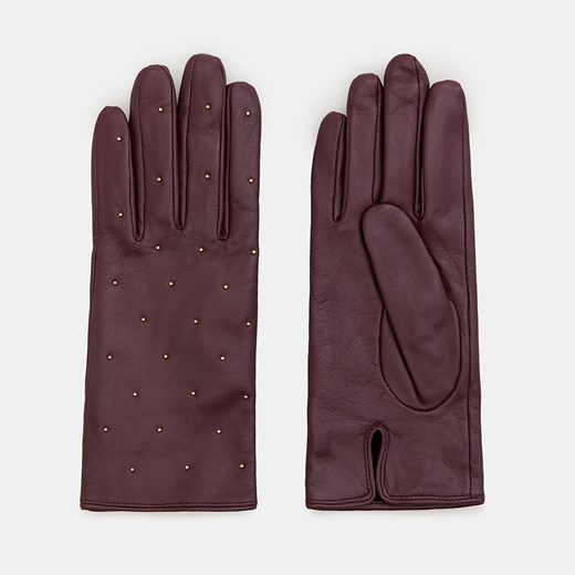 Mohito - Skórzane rękawiczki z nitami - Bordowy Mohito L Mohito