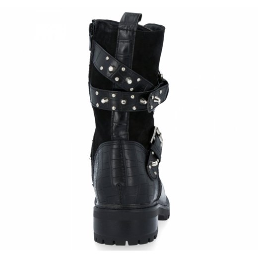 Czarne sznurowane buty damskie z klamrami Holly Crystal Shoes 36 PaniTorbalska