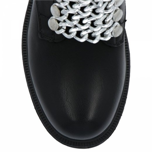 Czarno-Srebrne botki bamskie z ozdobnymi łańcuszkami Luna (kolory) Crystal Shoes 39 PaniTorbalska