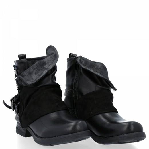 Czarne stylowe botki w kwiaty Flora Crystal Shoes 40 PaniTorbalska