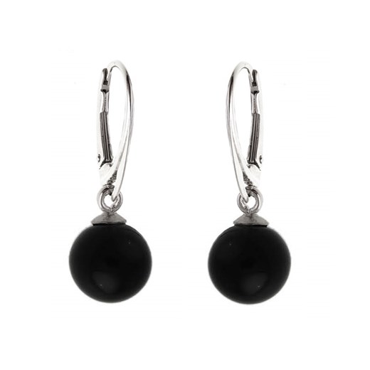 Eleganckie wiszące srebrne kolczyki czarne kulki kuleczki balls onyks onyx srebro 925 K2651 Valerio.pl