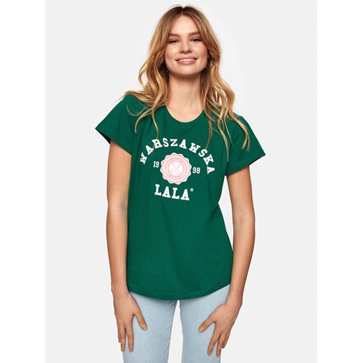 PLNY LALA T-Shirt Warszawska Lala 165 Zielony Classic Fit Plny Lala XS wyprzedaż MODIVO