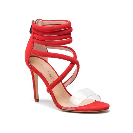 Sandały damskie EVA MINGE czerwone eleganckie 