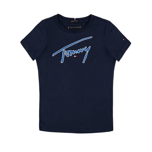 TOMMY HILFIGER T-Shirt Signature KB0KB05130 M Granatowy Regular Fit Tommy Hilfiger 4 okazyjna cena MODIVO