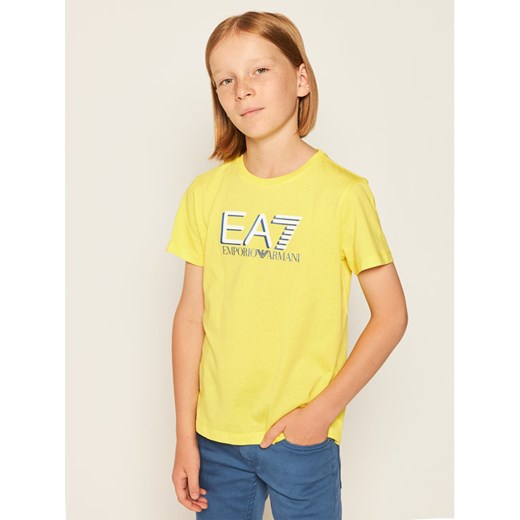 EA7 Emporio Armani T-Shirt 3HBT53 BJT3Z 1632 Żółty Regular Fit 12Y wyprzedaż MODIVO