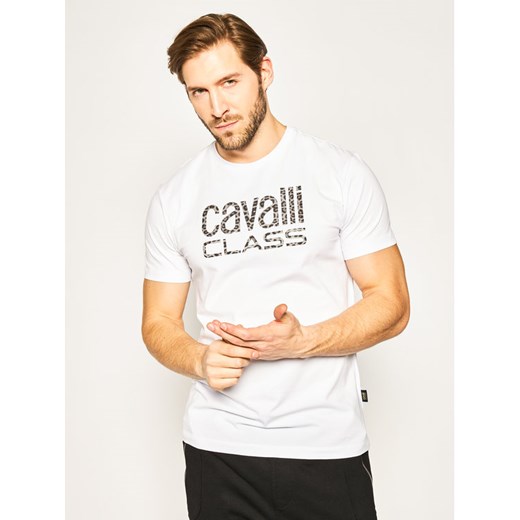 Cavalli Class T-Shirt B3JVB710 Biały Regular Fit Cavalli Class L MODIVO okazyjna cena