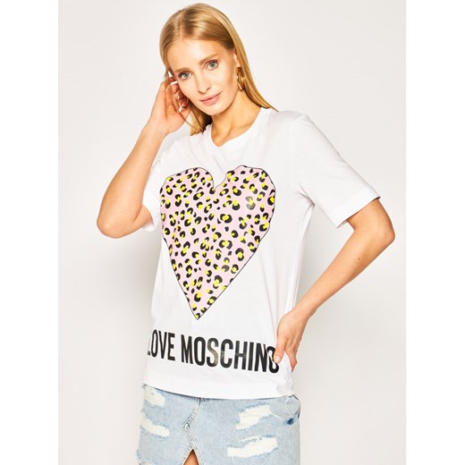 LOVE MOSCHINO T-Shirt W4F152DM 3876 Biały Regular Fit Love Moschino 44 wyprzedaż MODIVO