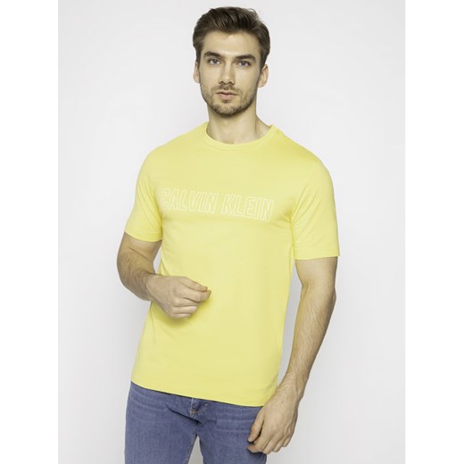 Calvin Klein Performance T-Shirt Logo Print 00GMS0K299 Żółty Regular Fit L promocja MODIVO