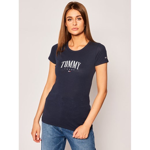 Tommy Jeans T-Shirt Script DW0DW08061 Granatowy Slim Fit Tommy Jeans XS MODIVO okazja