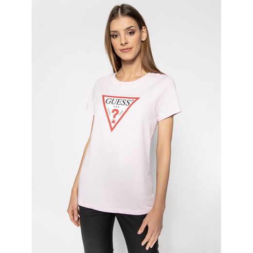 Guess T-Shirt Triangle W0GI06 K8HM0 Różowy Regular Fit Guess S okazja MODIVO