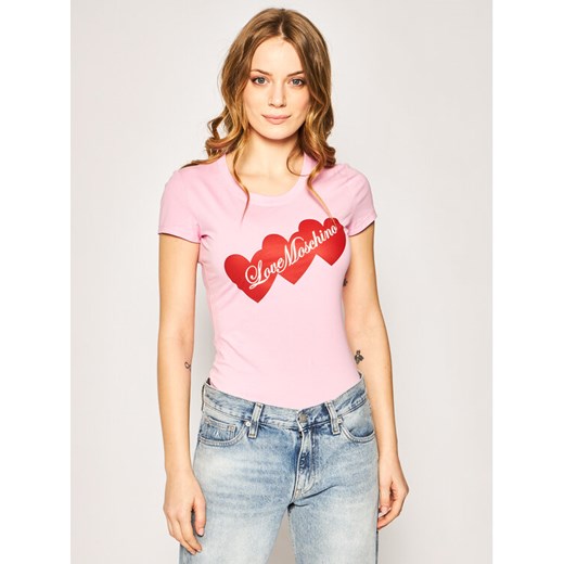 LOVE MOSCHINO T-Shirt W4B195EE 1698 Różowy Slim Fit Love Moschino 38 promocja MODIVO