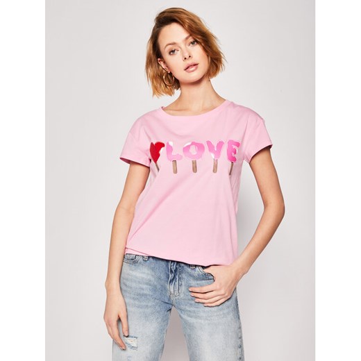 LOVE MOSCHINO T-Shirt W4F301UE 1698 Różowy Regular Fit Love Moschino 40 wyprzedaż MODIVO