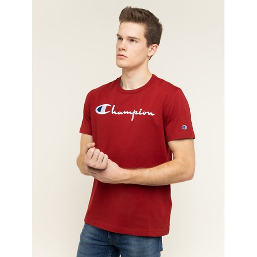 Champion T-Shirt Embroidered Script Logo 210972 Bordowy Regular Fit Champion L promocja MODIVO