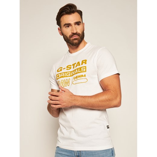 G-Star RAW T-Shirt Wavy Logo Originals D17838-B353-110 Biały Regular Fit M okazyjna cena MODIVO