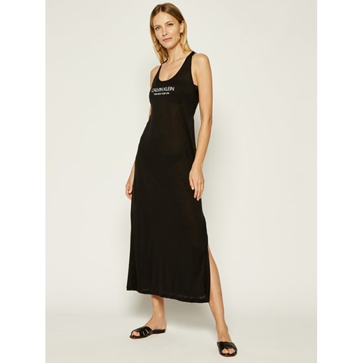 Calvin Klein Swimwear Sukienka plażowa KW0KW01080 Czarny Regular Fit L promocyjna cena MODIVO