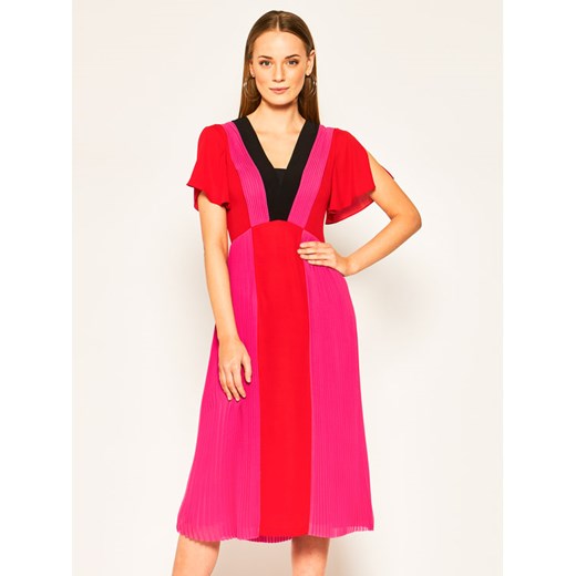 KARL LAGERFELD Sukienka koktajlowa Pleated Colour Block 201W1303 Różowy Regular Fit Karl Lagerfeld 40 MODIVO okazja