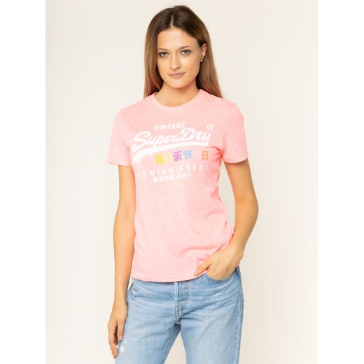 Superdry T-Shirt Premium Goods Puff G10306AU Różowy Regular Fit Superdry 10 okazja MODIVO