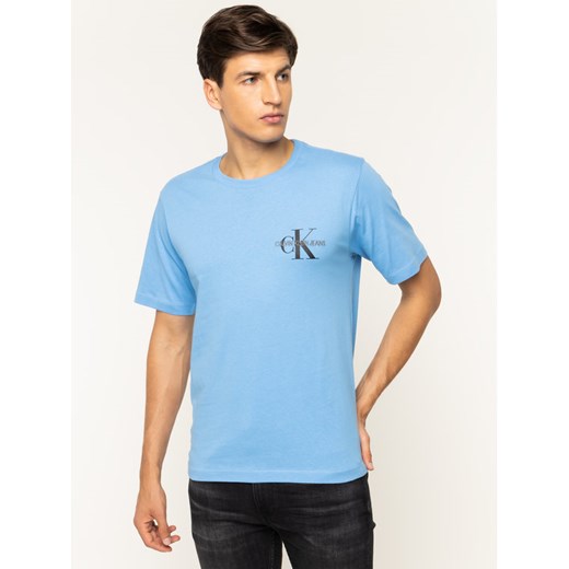 Calvin Klein Jeans T-Shirt Monogram Embro J30J313438 Niebieski Regular Fit L promocja MODIVO